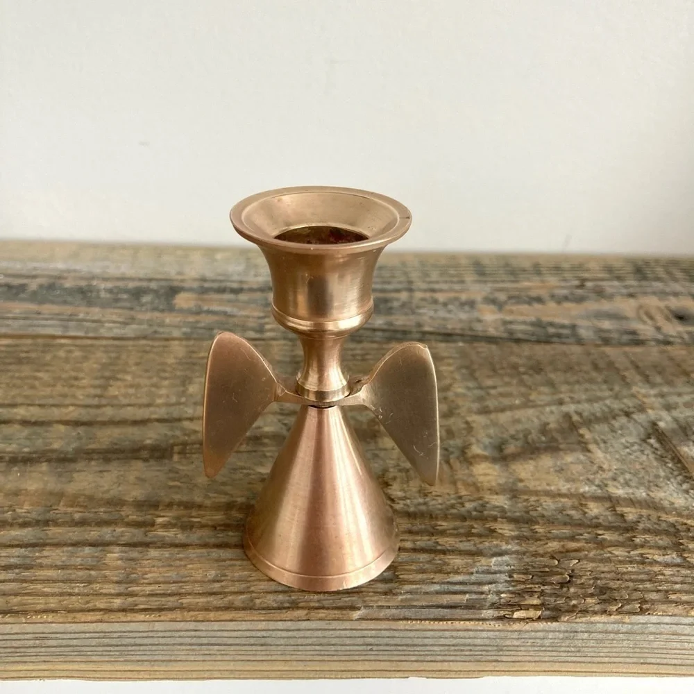 Brass delicate angel candlesticks set of 2